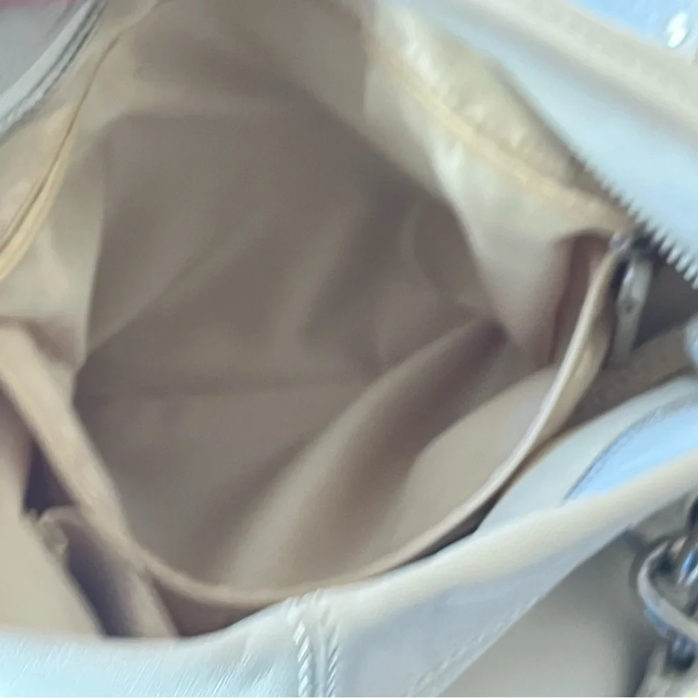 Coach 1941 Ivory Soft Leather Snakeskin Detail Silver Hardware zip top Hobo Bag
